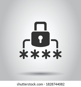 Login icon in flat style. Password access vector illustration on white isolated background. Padlock entry business concept.