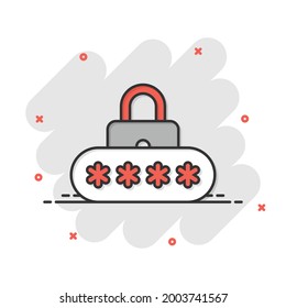 Login icon in flat style. Password access vector illustration on white isolated background. Padlock entry business concept.