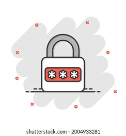 Login icon in flat style. Password access vector illustration on white isolated background. Padlock entry business concept.