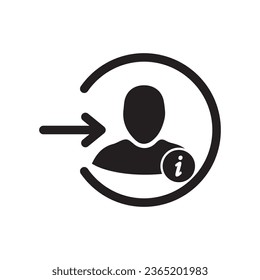 Login icon with information sign. Login icon and about, faq, help, hint symbol. Vector icon