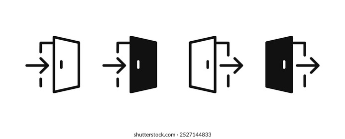 Ícone Logon. Botão Logout. Abra a porta com o símbolo da seta. Sinal de saída e entrada da porta. Ilustração do vetor de entrada da porta. Pictograma da interface de logon da conta de site e aplicativo. Assinar conceito isolado de estrutura de tópicos