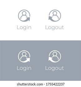 Login icon. Logout icon. Sign in button. Sign up symbol. Register icon. Account sign. User interface. Website and App icons.