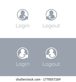 Login icon. Logout icon. Sign in button. Sign up symbol. Register icon. Account sign. User interface. Website and App icons.