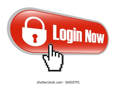 Log-in Icon with Mouse Hand Cursor