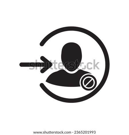 Login icon with not allowed sign. Login icon and block, forbidden, prohibit symbol. Vector icon
