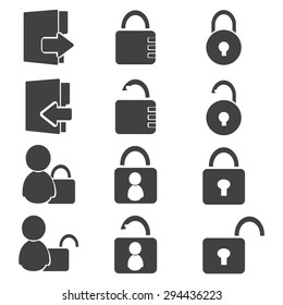 Login icon set, black and white avatar vector illustartion