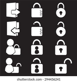 Login icon set, black and white avatar vector illustartion
