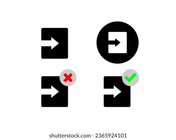 Login icon set flat style. Entry and input