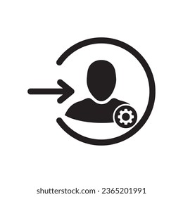 Login icon with settings sign. Login icon and customize, setup, manage, process symbol. Vector icon