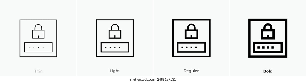 login icon. Thin, Light Regular And Bold style design isolated on white background