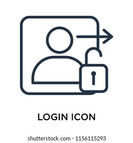 Login icon vector isolated on white background, Login transparent sign , thin pictogram or outline symbol design in linear style