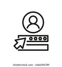 Símbolo de línea vectorial de icono de inicio de sesión