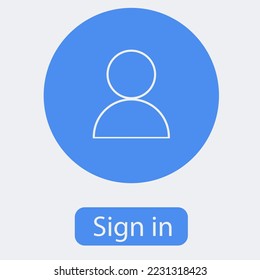 Login Icon Vector Line Symbol. Account vector icon. Blue illustration isolated on grey background for graphic and web design.