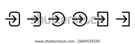 Login icon vector set. Sign in icon vector template. Join icon set. Login symbol vector. Login square arrow button