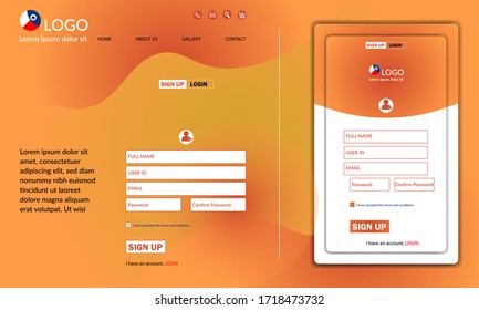Login illustration page. Login form. Mobile apps login & sign in. Sign Up page. Sign in form vector. Website login and sign up page design. Log in page design.