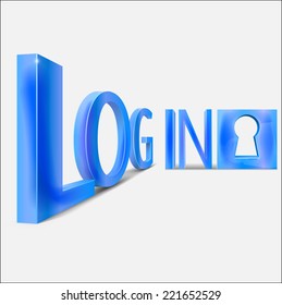 login image in 3d  with keyhole in blue color