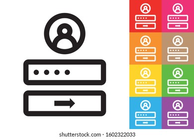 Login Inputs. Line Icon With Different Color Background.