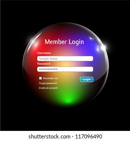 Login interface in a colorful sphere