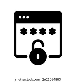 Login Interface Icon with Asterisk Masked Password and Open Lock Symbol