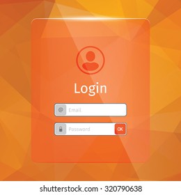 Login Interface. Orange Background. Vector Illustration