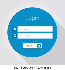 Login interface - username and password, flat design