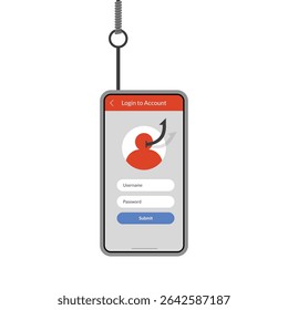 Login into personal account and fishing hook. stock illustration