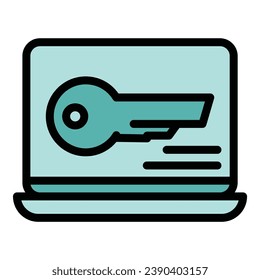 vector de contorno de icono de clave de inicio de sesión. Usuario Web. Nuevo plano de color de registro