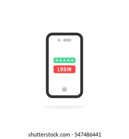 login like linear mobile phone security. concept of defense imprint secret ui gadget, communication call, global computer software. flat style trend modern logotype graphic design on white background