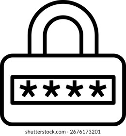 Efetue login com o ícone Bloquear contorno, Vetor de ícone de contorno preto-e-branco.
