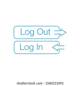 login and log out buttons with arrows. can be used for web, ui, apps. Stock Vector illustration isolated on white background.
