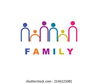 login logo for company, abstract people, line rounded human linked icon pulse wave style isolated on white background usable for teamwork and family logos flat vector illustration design template eps