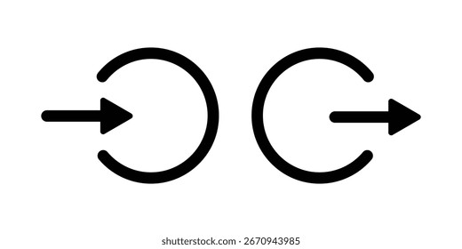 login and logout icon with arrow symbol. Enter and exit vector flat symbols. App profile login vector button. join icon. Isolated on a white background. 