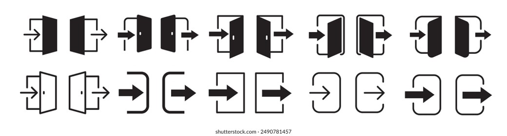 Login logout icon. Enter and exit icon.