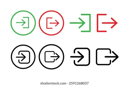 Login logout icon. Entrance and exit icons with outline and glyph style