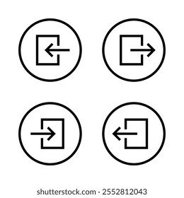 Ícone de logon e logoff na linha circular. Símbolo de entrada e saída