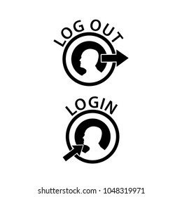Login and logout icon with people. Flat design.