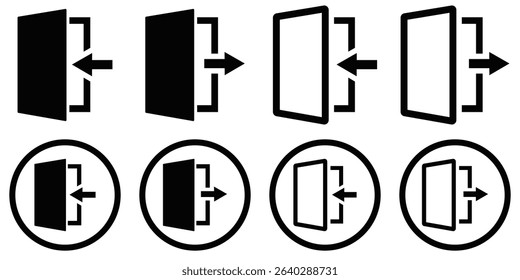  Login and Logout Icon Set – Entry and Exit Symbols with Arrow Direction in Flat and Line Style