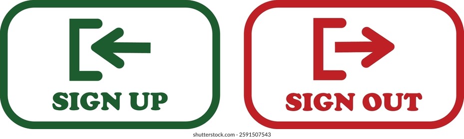 Login and logout icon set Set of sign out, Sign in vector vector collection. Open and close door symbol. Black exit and enter arrow, trendy flat style isolated on transparent background.