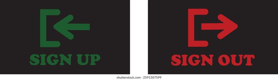 Login and logout icon set Set of sign out, Sign in vector vector collection. Open and close door symbol. Black exit and enter arrow, trendy flat style isolated on transparent background.
