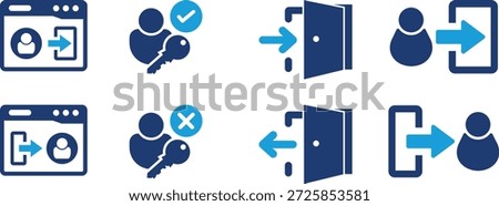 Login and Logout Icon Set for User Interface Design and Account Security Vector Eps