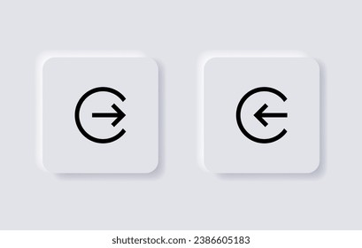 Icono de cierre de sesión, símbolo de inicio y salida de sesión, icono de salida y entrada, iconos exteriores, puerta con símbolos de flecha. botones de neumorfismo. estilo neumórfico