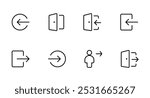 Login and logout icons. Set of sign out, Sign in vector icon. Open and close door symbol. Black exit and enter arrow, vector icon in trendy flat style