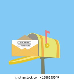 login mailbox design template vector illustration