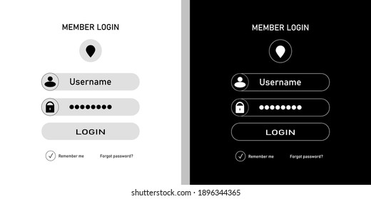Login member interface design, page or mobile applications, sign in web element. Vector