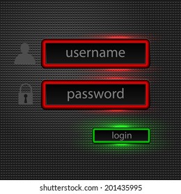 Login menu on black background vector illustration