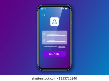 login mobile user interface. vector illustration