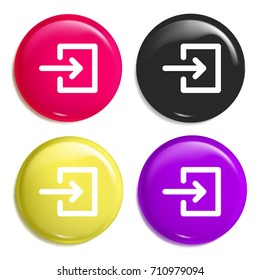 Login multi color glossy badge icon set. Realistic shiny badge icon or logo mockup