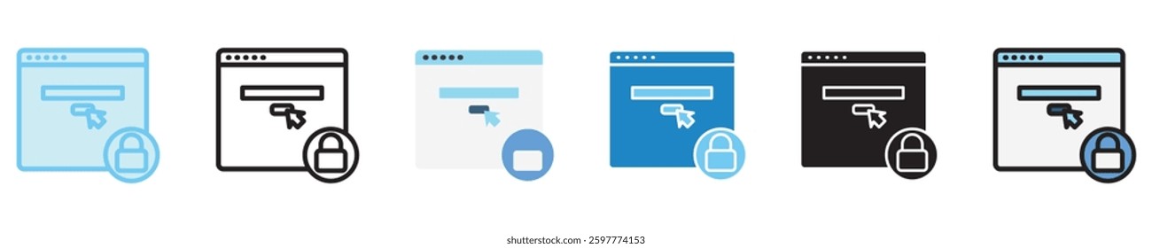 Login multi style icon set. use for modern concept, print, UI, UX kit, web and app development. Vector EPS 10, related to digital education, digital learning