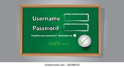 Login on blackboard background,Vector