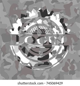 Login on grey camouflage texture